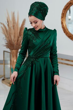 Asil Abiye Zümrüt - Dresslife Tesettür Giyim - ALM2105 - Thumbnail