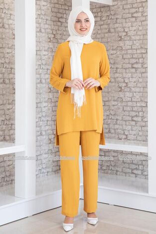 Ayda Suit - Aerobin Fabric - Mustard - FSC2030 - Thumbnail