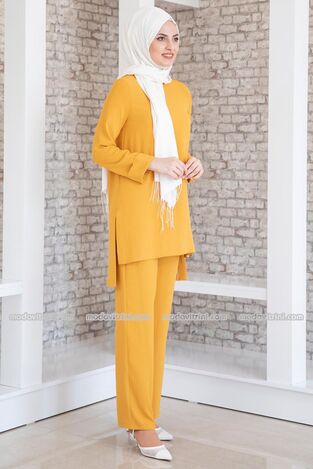 Ayda Suit - Aerobin Fabric - Mustard - FSC2030 - Thumbnail