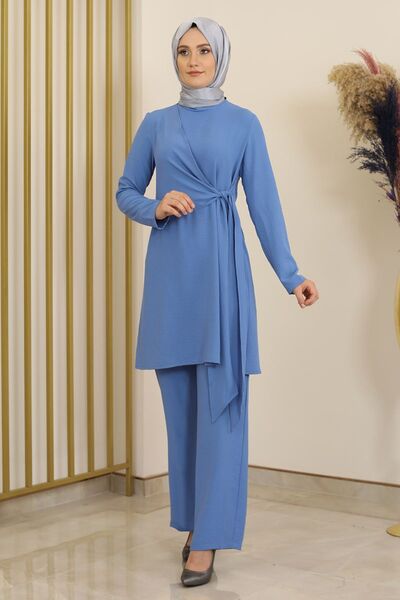 Ayrobin Kumaş Nilay İkili Takım İndigo - Fashion Showcase Design - FSC2097