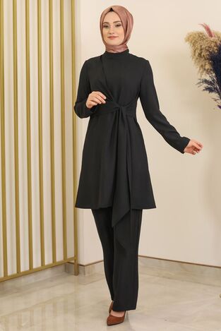 Ayrobin Kumaş Nilay İkili Takım Siyah - Fashion Showcase Design - FSC2097 - Thumbnail