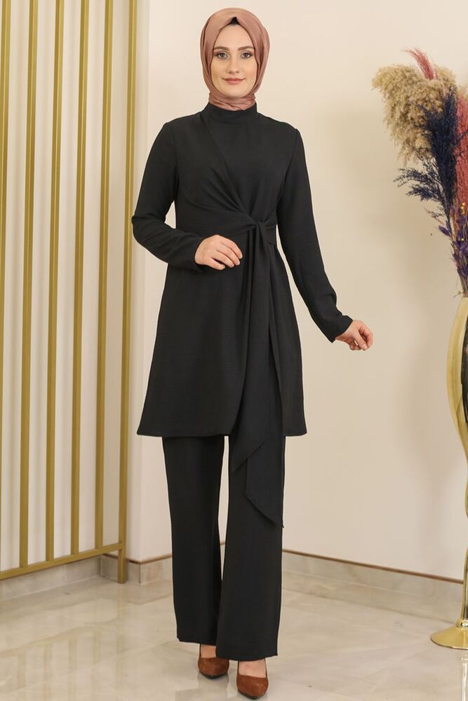 Ayrobin Kumaş Nilay İkili Takım Siyah - Fashion Showcase Design - FSC2097