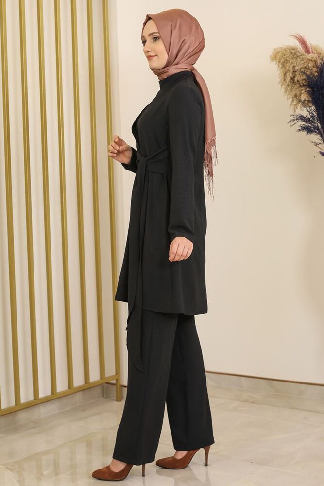 Ayrobin Kumaş Nilay İkili Takım Siyah - Fashion Showcase Design - FSC2097