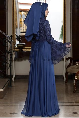 Begonvil Evening Dress - Indigo - ALM2025 - Thumbnail