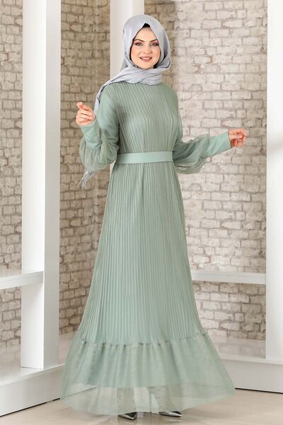 Begüm Pilise Detay Elbise Mint - Fashion Showcase Design - FSC3017