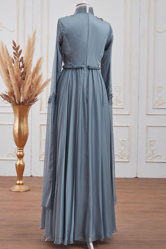 Birşah Abiye Mavi - Dresslife Tesettür Giyim - ALM2107