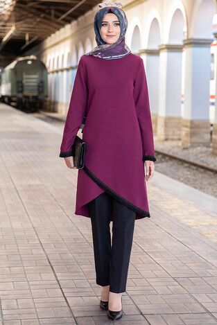 Buse İkili Takım Mürdüm - Ahunur Moda Tesettür Giyim - AHN1004 