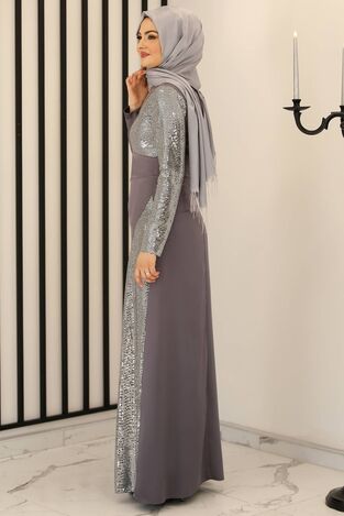 Damla Abiye Antrasit - Fashion Showcase Design - FSC3009 - Thumbnail