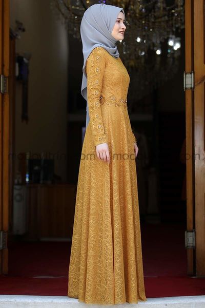 Dilara Evening Dress - Mustard - RNZ1014