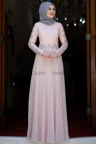 Dilara Evening Dress - Powder - RNZ1014 - Thumbnail