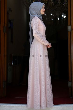 Dilara Evening Dress - Powder - RNZ1014 - Thumbnail