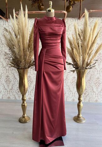 Elçin Abiye Kırmızı - Dresslife Tesettür Giyim - ALM2096 - Thumbnail