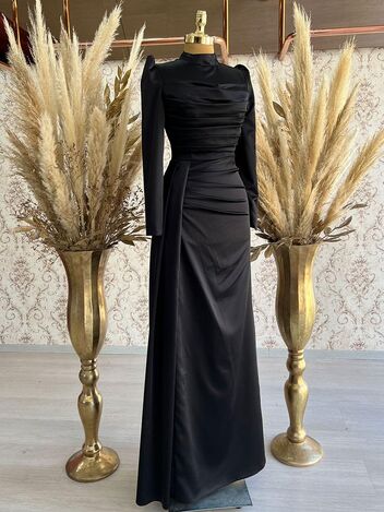 Dresslife Tesettür Giyim - Elçin Abiye Siyah - Dresslife Tesettür Giyim - ALM2096