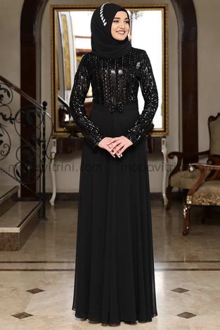 Elif Evening Dress - Black - RNZ2014 - Thumbnail