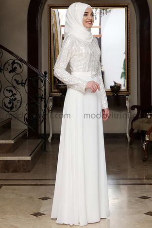 Elif Evening Dress - Ecru - RNZ2014 - Thumbnail