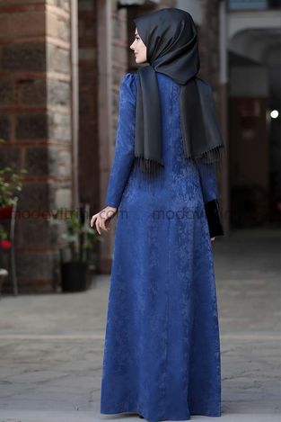 Esin Dress - Velvet - Saxe - SRT1099 - Thumbnail