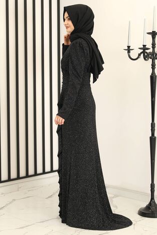Eteği Volan Asil Abiye Gümüş - Fashion Showcase Design - FSC3003 - Thumbnail