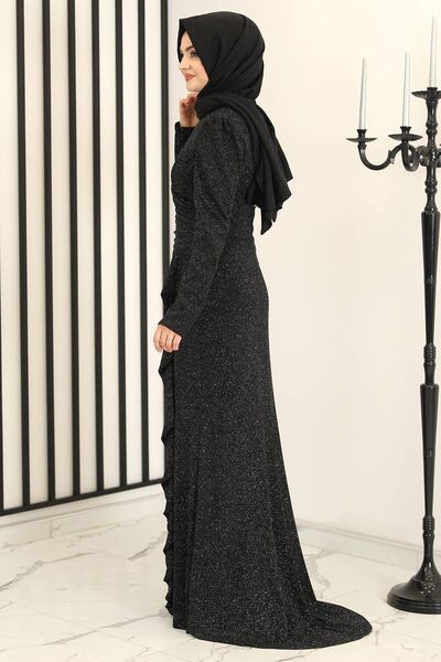 Eteği Volan Asil Abiye Gümüş - Fashion Showcase Design - FSC3003