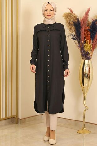Fırfırlı Uzun Tunik Lacivert - Fashion Showcase Design - FSC2118 - Thumbnail