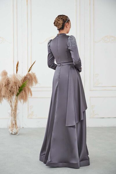 Fiyona Abiye Gri - Dresslife Tesettür Giyim - DRS3015