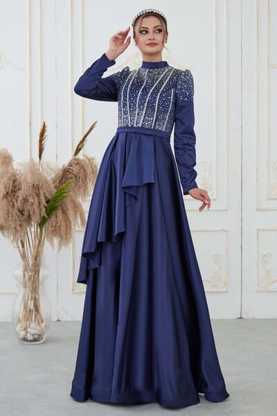 Fiyona Abiye Lacivert - Dresslife Tesettür Giyim - DRS3015