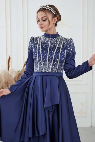 Fiyona Abiye Lacivert - Dresslife Tesettür Giyim - DRS3015 - Thumbnail