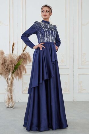 Fiyona Abiye Lacivert - Dresslife Tesettür Giyim - DRS3015 - Thumbnail