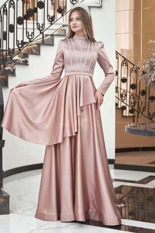 Fiyona Abiye Vizon - Dresslife Tesettür Giyim - DRS3015 - Thumbnail