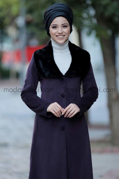 Fur Coat - Jacket - Damson Color - Dresslife