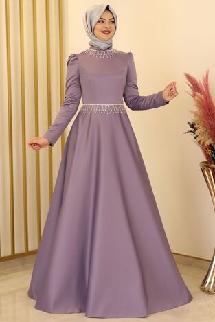 Gülçin Saten Abiye Leylak - Fashion Showcase Design - FSC2121 - Fashion Showcase Design
