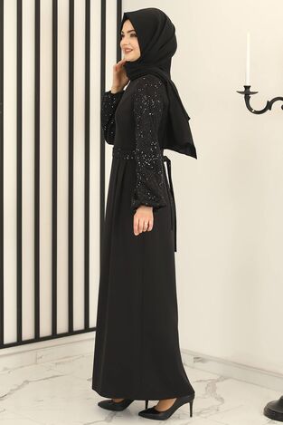 Hilal Abiye Elbise Siyah - Fashion Showcase Design - FSC3020 - Thumbnail