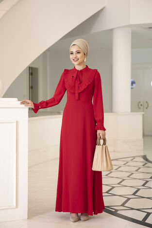 Dresslife Tesettür Giyim - Irmak Elbise Kırmızı ALM2055