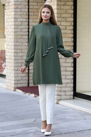 Işıl Tunik Haki - Ahunur Moda Tesettür Giyim - AHN1012 