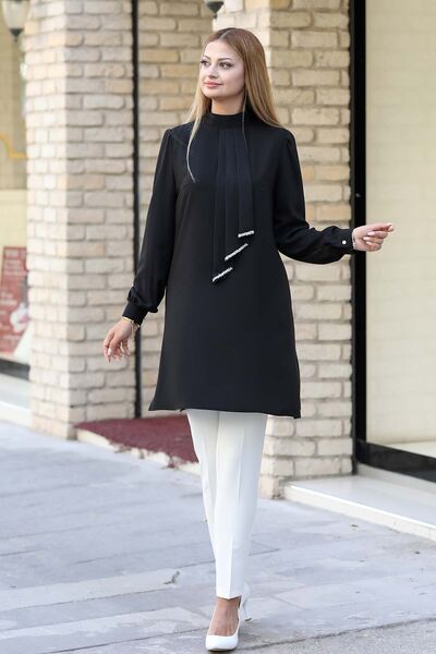 Işıl Tunik Siyah - Ahunur Moda Tesettür Giyim - AHN1012