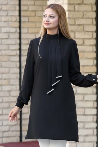 Işıl Tunik Siyah - Ahunur Moda Tesettür Giyim - AHN1012 - Thumbnail