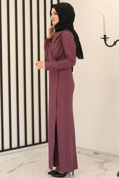 Kruvaze Elbise Lila - Fashion Showcase Design - FSC2159