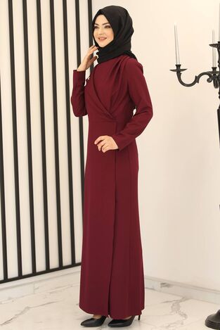 Kruvaze Elbise Mürdüm - Fashion Showcase Design - FSC2159 - Thumbnail