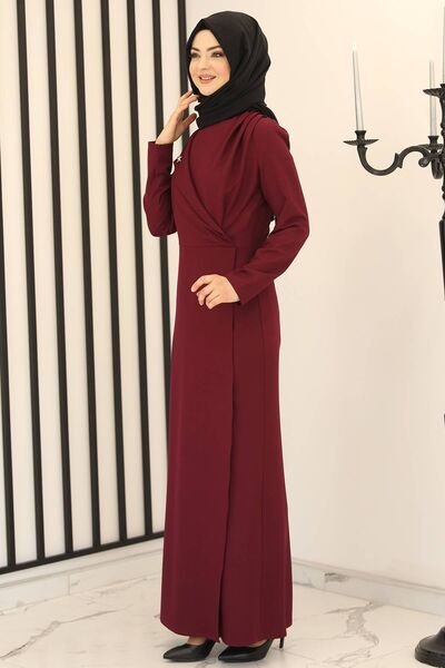 Kruvaze Elbise Mürdüm - Fashion Showcase Design - FSC2159