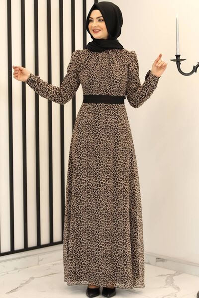 Leopar Elbise Siyah - Fashion Showcase Design - FSC2161