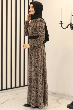 Leopar Elbise Siyah - Fashion Showcase Design - FSC2161 - Thumbnail