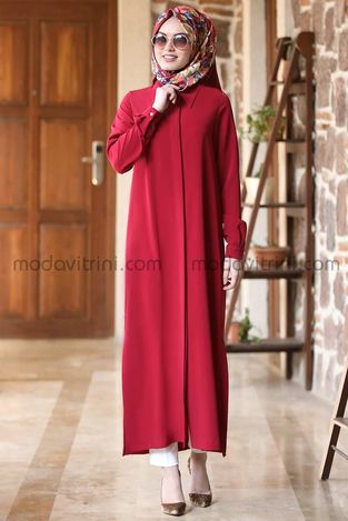 Long Tunic - Crepe - Maroon - MDV2003 