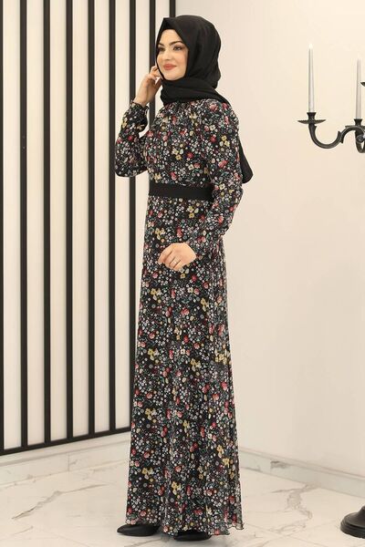Manolya Şifon Elbise Siyah - Fashion Showcase Design - FSC2165