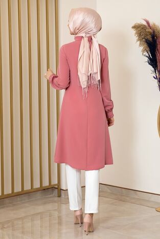 Nervürlü Tunik Gül Kurusu - Fashion Showcase Design - FSC2070 - Thumbnail