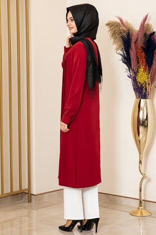 Nervürlü Uzun Tunik Bordo - Fashion Showcase Design - FSC2074 - Thumbnail