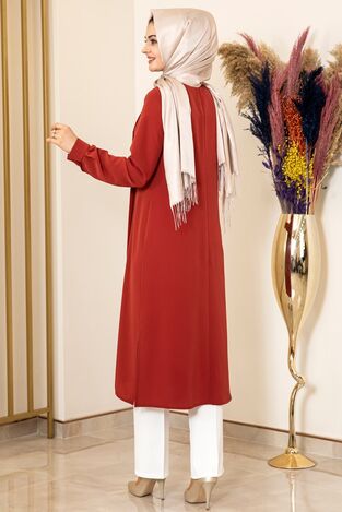 Nervürlü Uzun Tunik Kiremit - Fashion Showcase Design - FSC2074 - Thumbnail