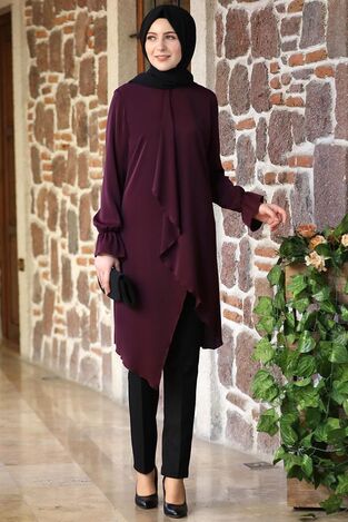 Nisa Tunik Mürdüm - Elben Tesettür Giyim - ELN1009 