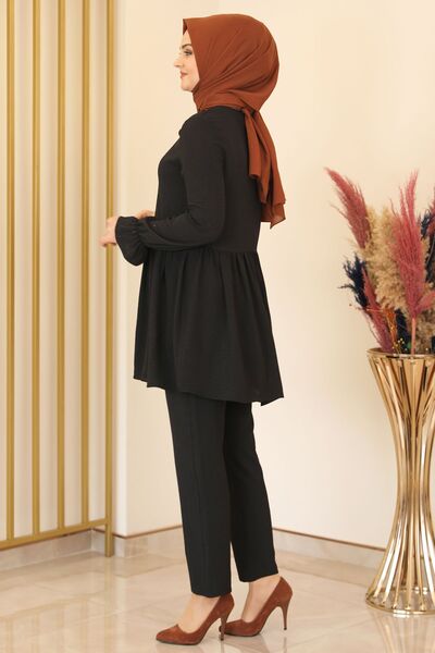 Nur Aerobin Pantolonlu Takım Siyah - Fashion Showcase Design - FSC2137