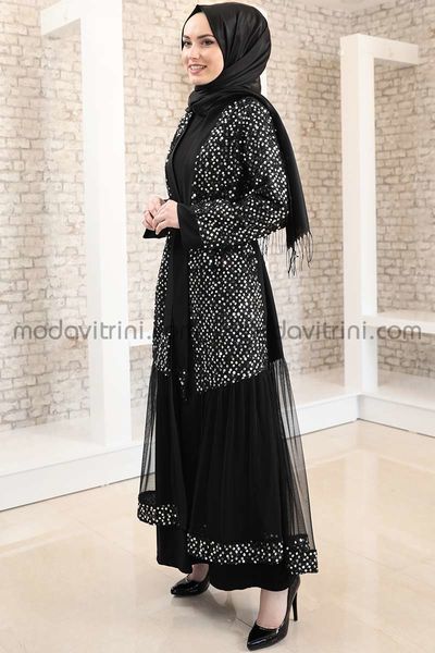 Payetli Abaya & Elbise Takım - MDV2045