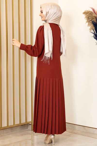 Piliseli Damla Elbise Kiremit - Fashion Showcase Design - FSC2072