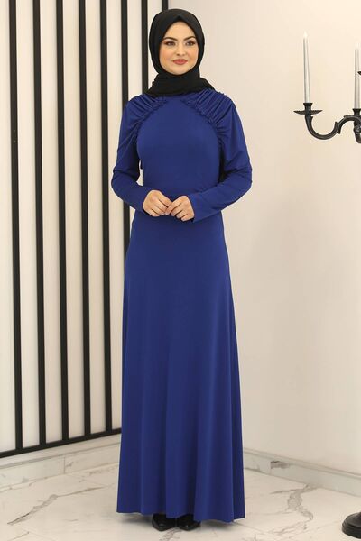 Reglan Kol Abiye Elbise Saks - Fashion Showcase Design - FSC3014